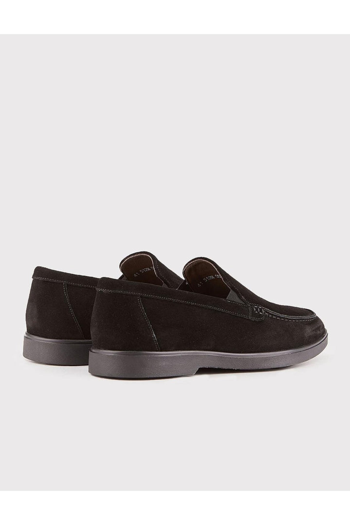 Cabani Shoes Chaussures décontractées pour hommes en cuir suédé véritable avec semelle en caoutchouc légère, noires. - Noir