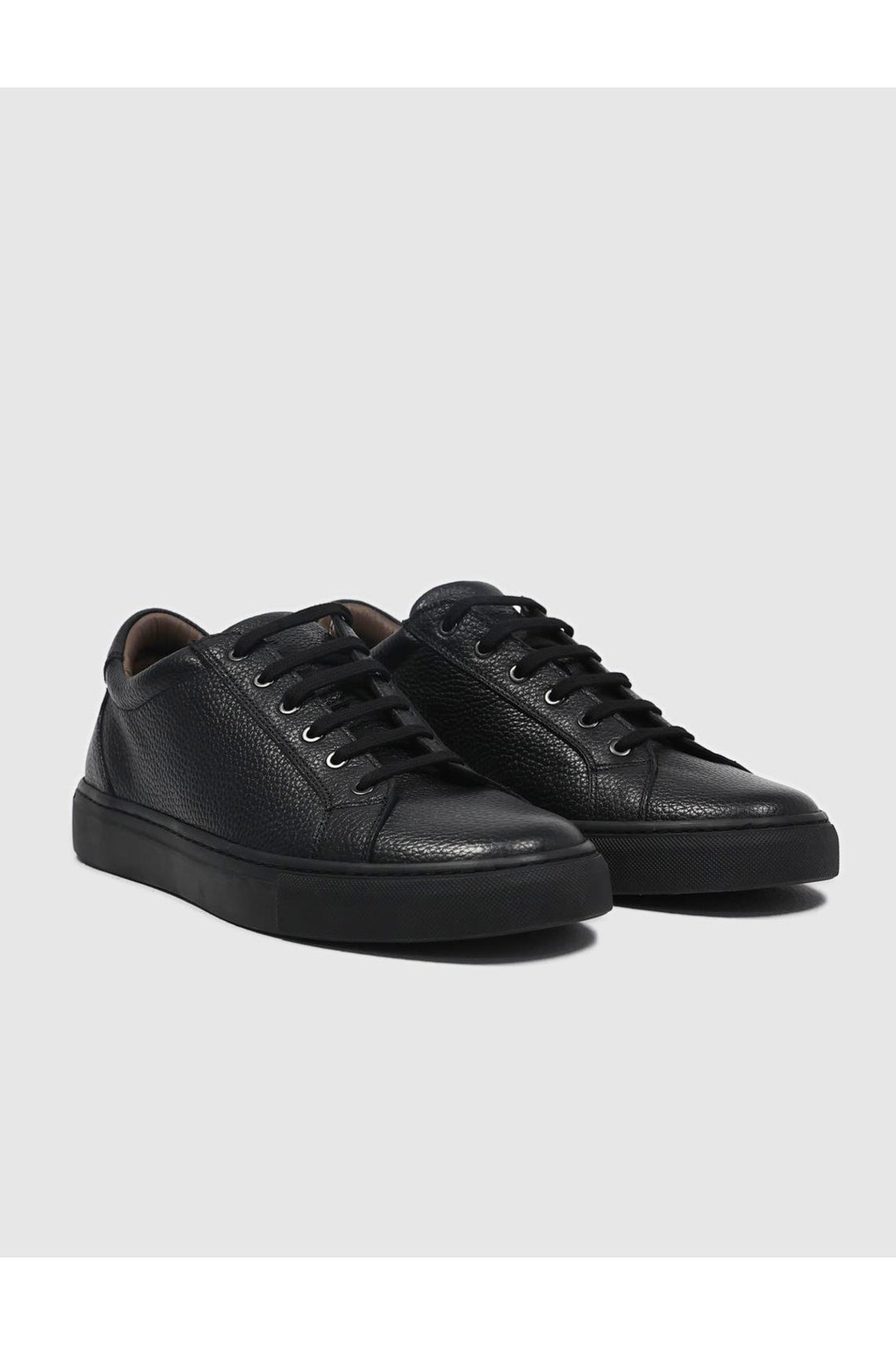 Cabani Shoes Chaussures de sport pour hommes en cuir véritable noires à lacets - Noir