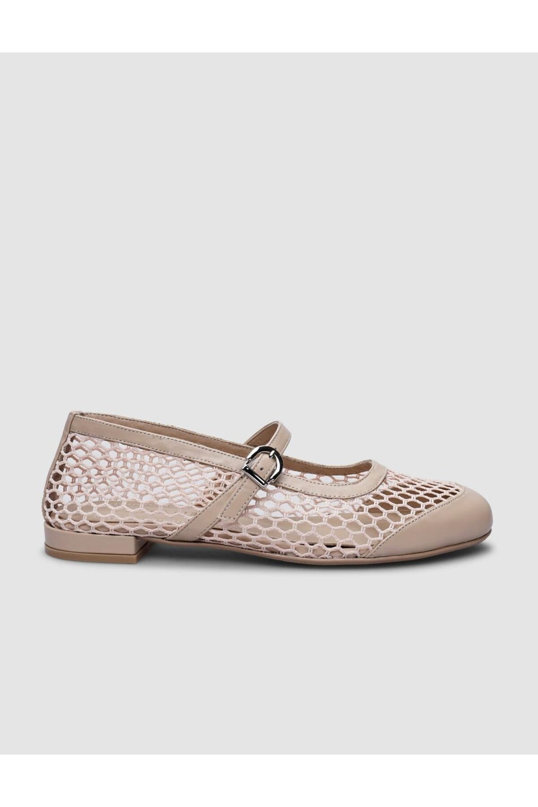 Cabani Shoes Ballerines pour femmes en cuir véritable beige avec détail de boucle en filet à 100%. - Beige