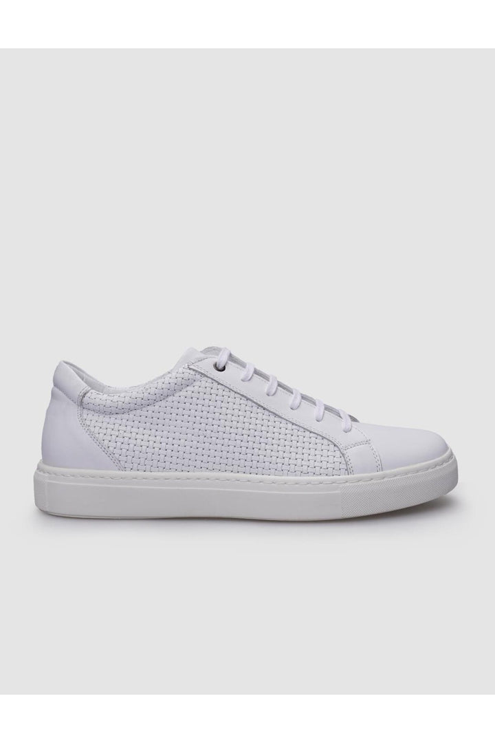 Cabani Shoes Silalia %100 Cuir Véritable Baskets Blanches à Lacets pour Hommes à Motifs - Blanc