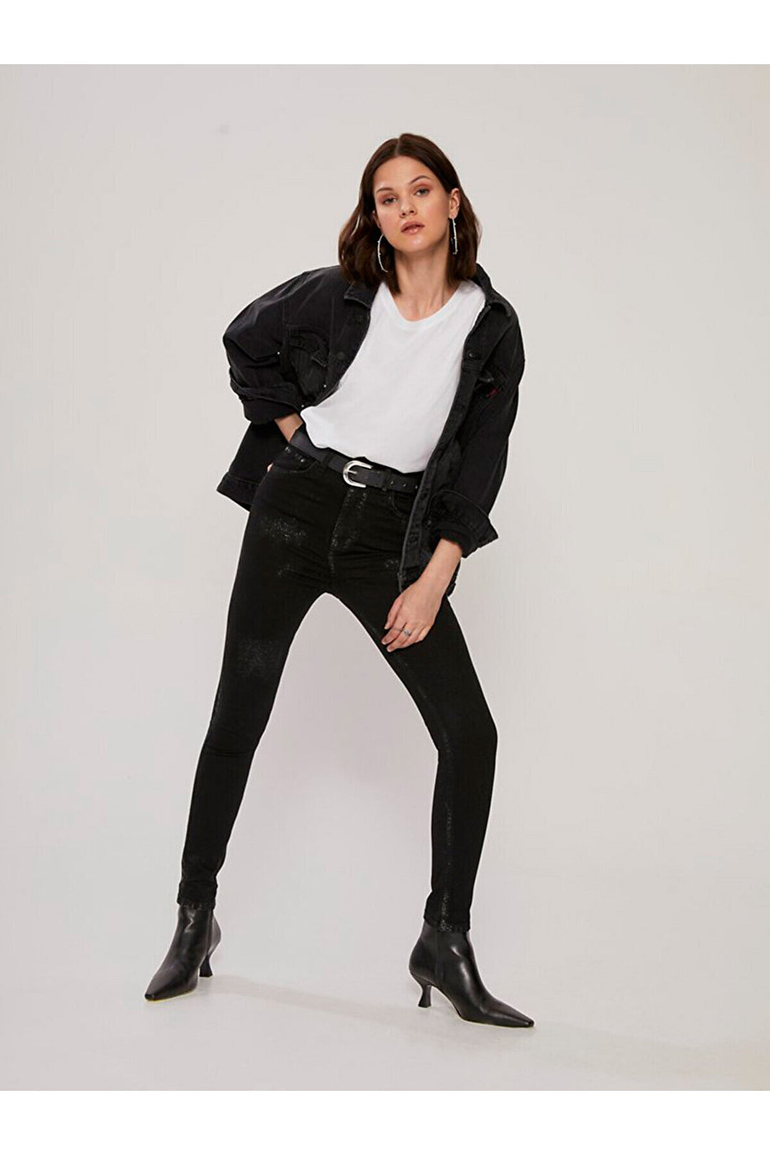 LTB Jean pantalon taille haute à jambes larges Marcella - Noir_