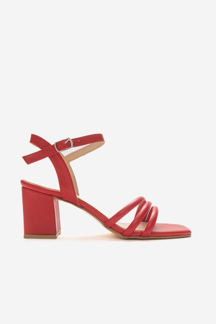 Wavelys Chaussures à talons avec bande pour femmes Sandales Luis Gate Shoes - Rouge