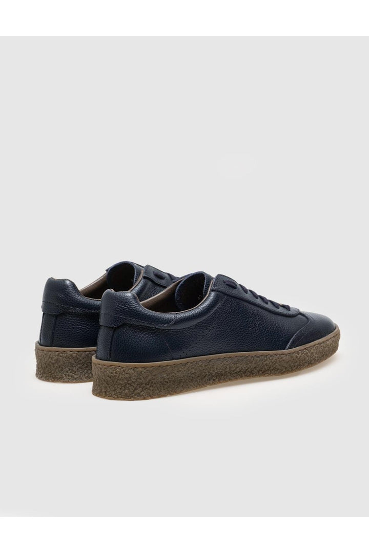 Cabani Shoes Chaussures de sport pour hommes en cuir véritable avec lacets et semelle en caoutchouc Bleu marine - Bleu marine