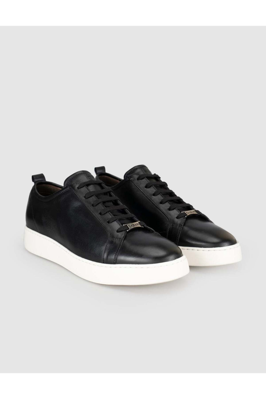 Cabani Shoes Baskets homme en cuir de veau véritable noir à lacets. - Multicolore