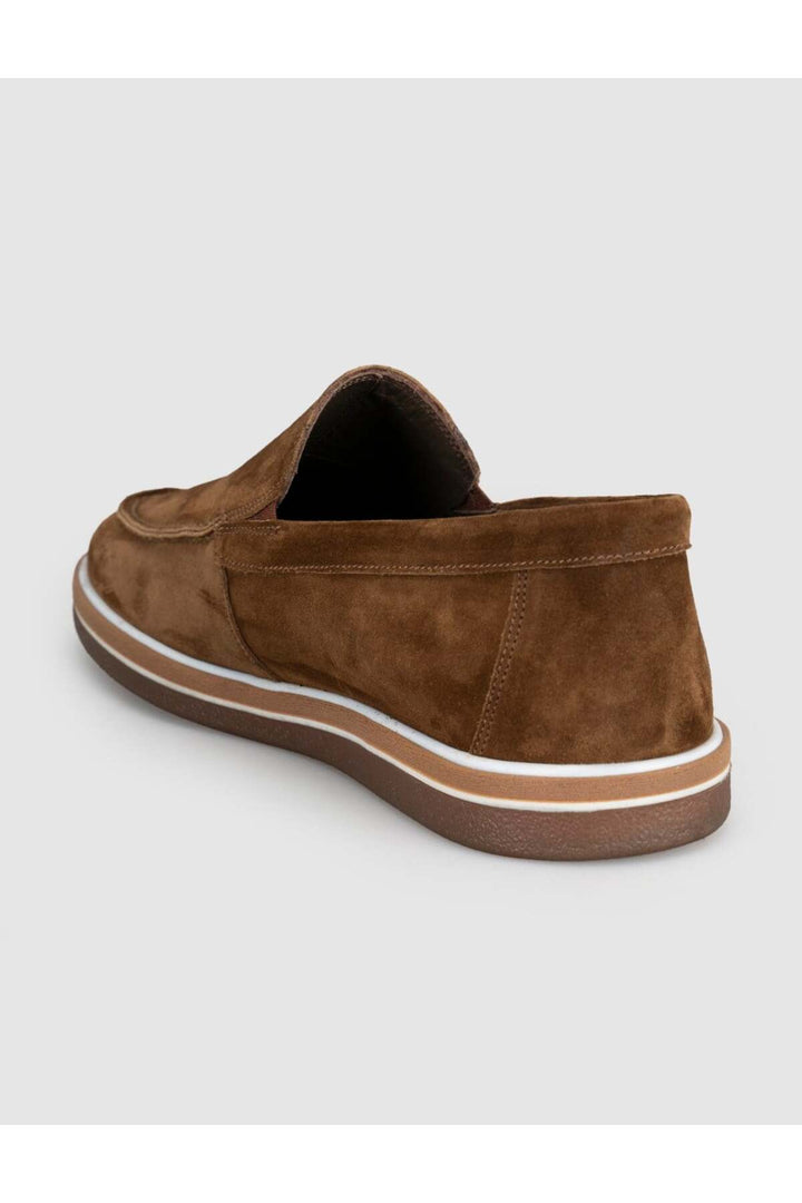 Cabani Shoes Mocassins pour hommes en cuir véritable suédé marron. - Tabac
