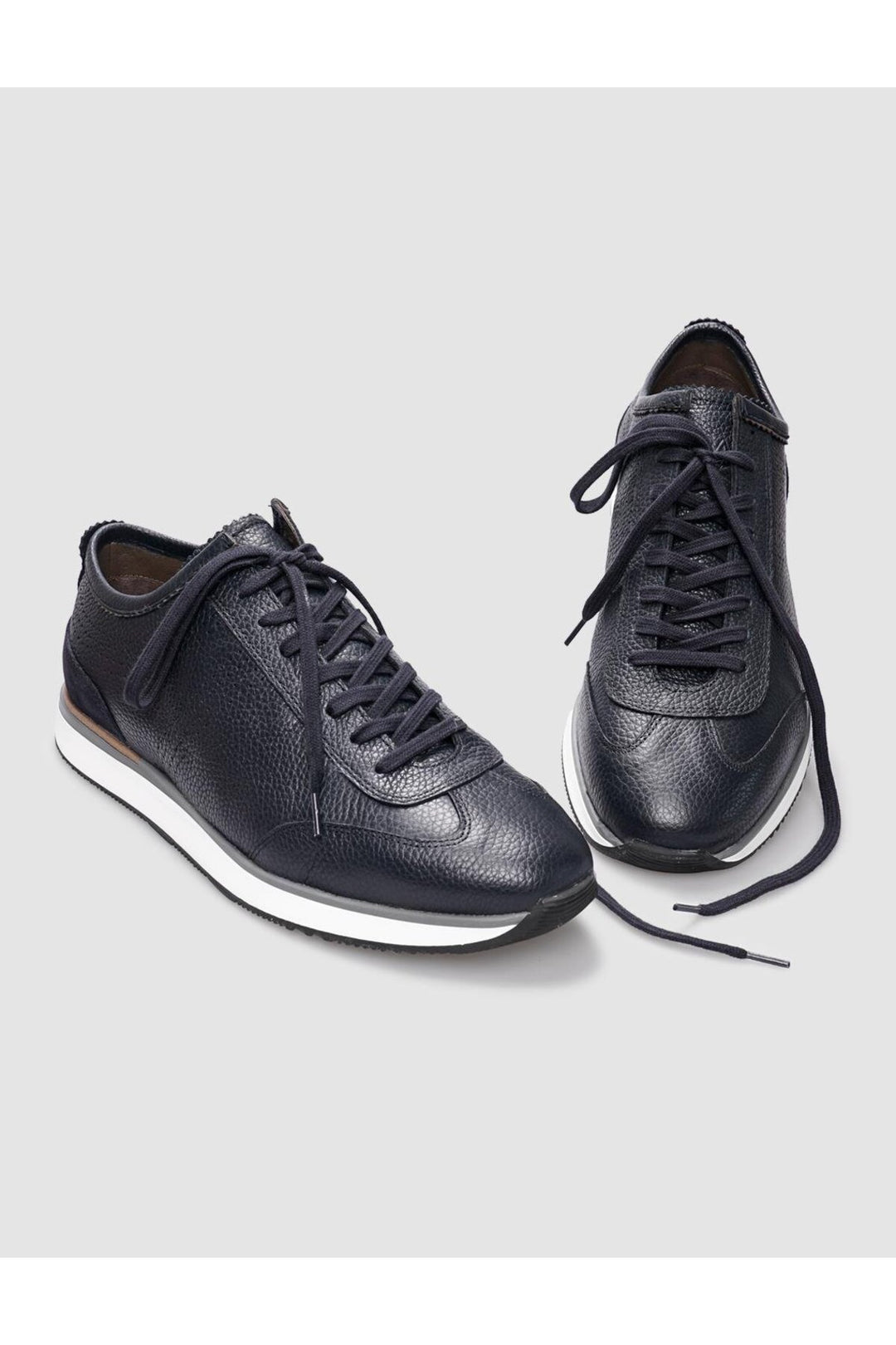 Cabani Shoes Chaussures de sport pour hommes en cuir véritable bleu marine à lacets - Bleu marine