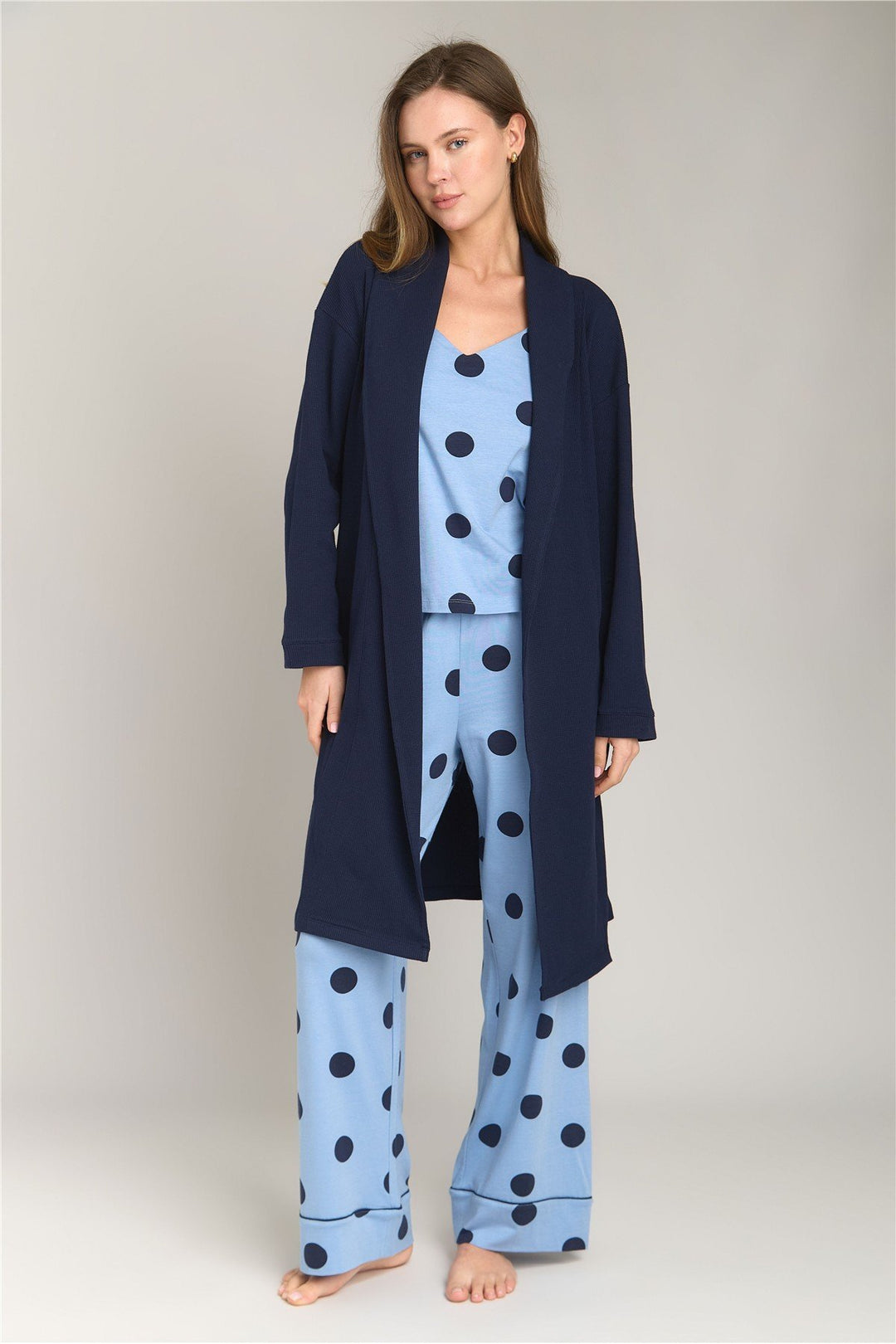 Lovely Things DAKOTA Peignoir court Waffle - Bleu marine