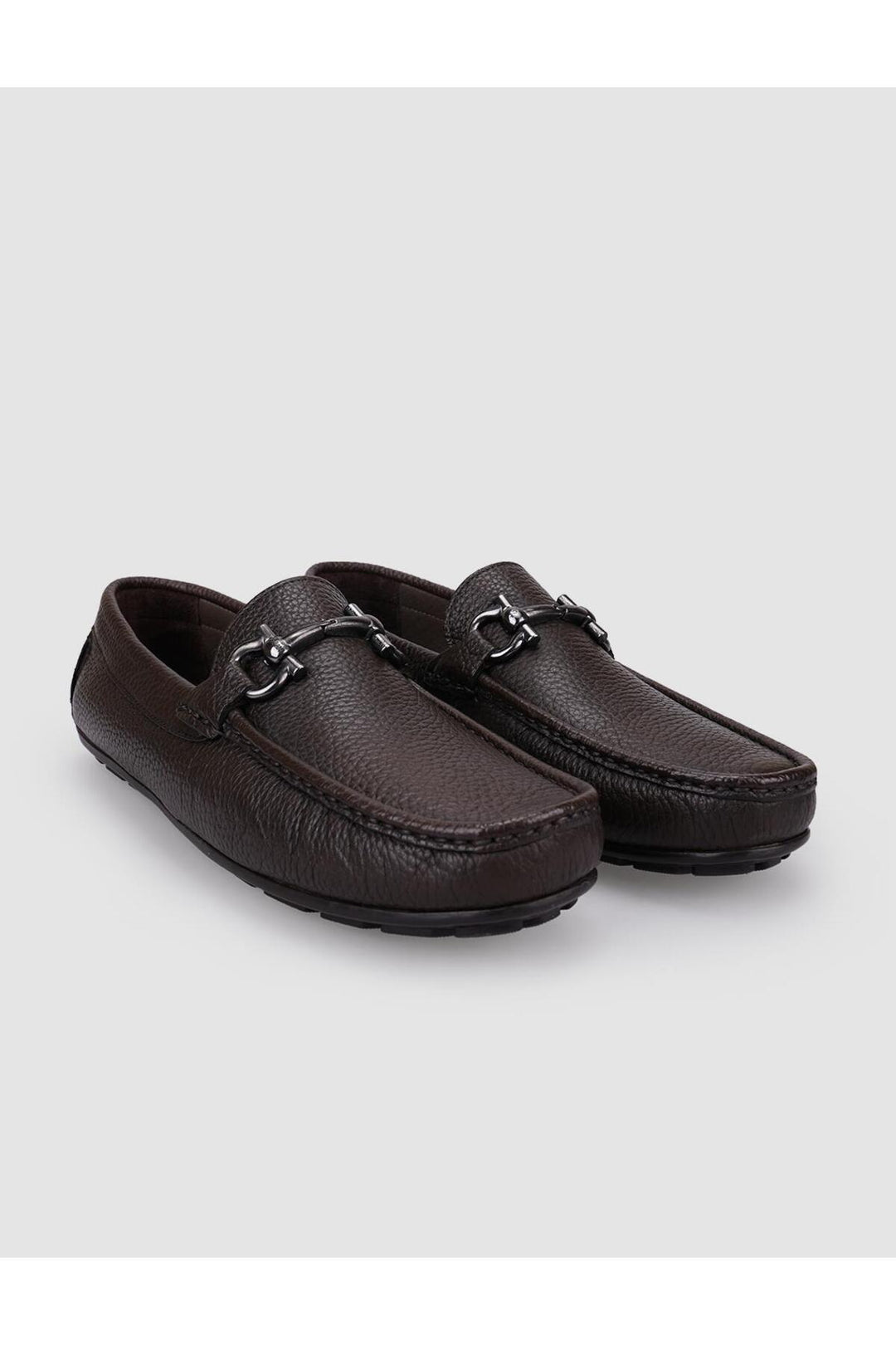 Cabani Shoes %100 Cuir véritable Mocassins pour hommes à boucle marron - Marron