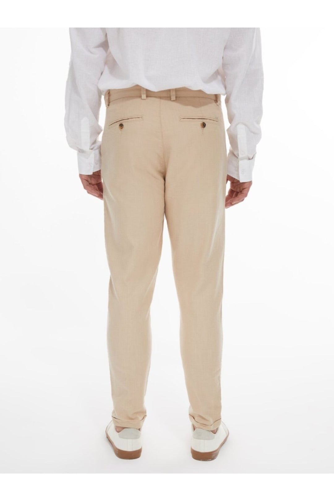 LTB Pantalon beige uni aspect lin