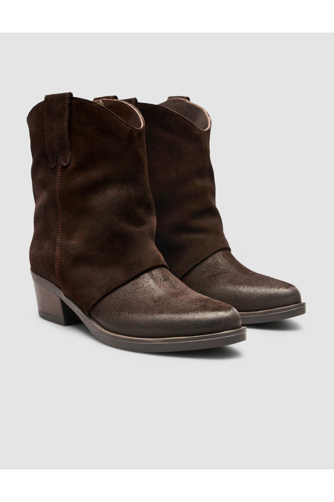 Cabani Shoes Bottines western en cuir suédé véritable marron pour femmes - Marron