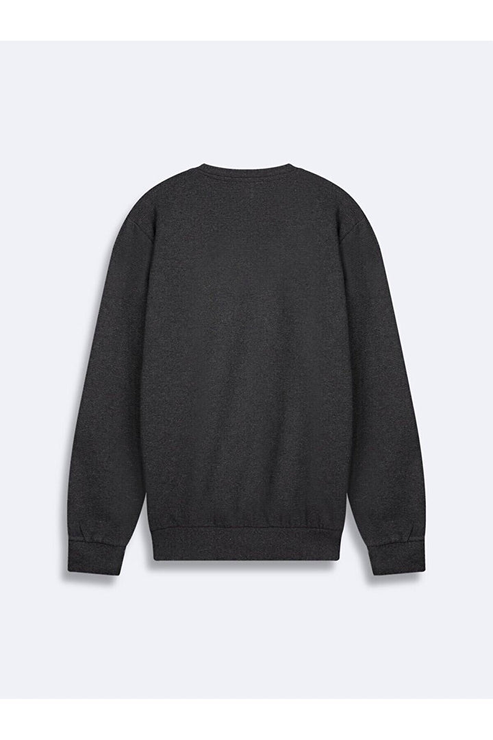 LTB Sweat-shirt anthracite à manches longues avec encolure en O
