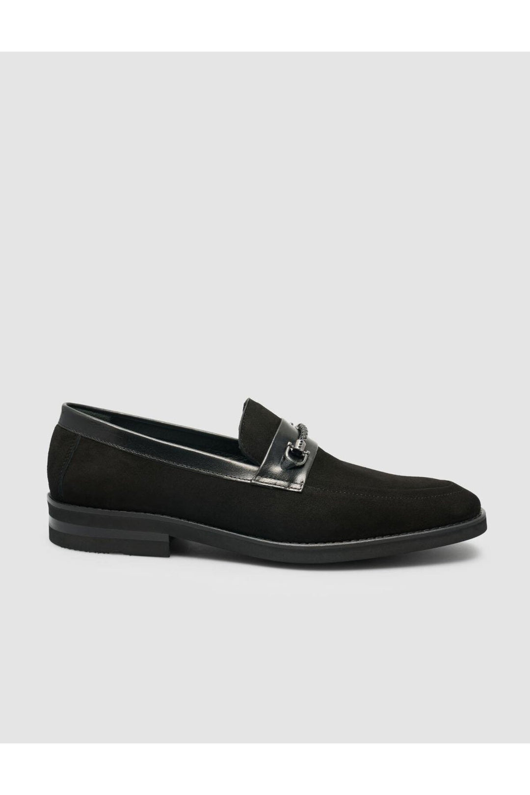 Cabani Shoes Mocassin homme en cuir suédé véritable noir avec détail de boucle. - Multicolore
