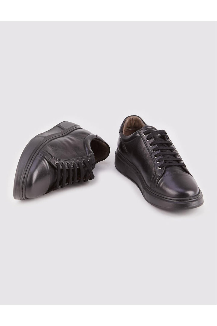 Cabani Shoes Chaussures de sport pour hommes en cuir véritable noir à lacets Eva Taban - Noir