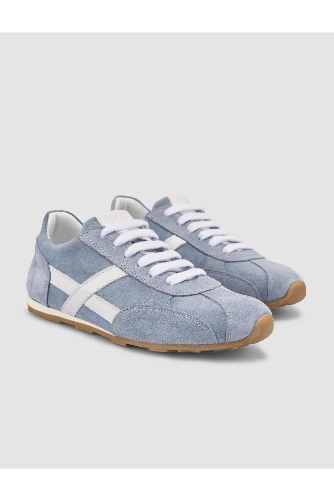Cabani Shoes MonaMae Baskets Femme en Suède Bleue 100% Cuir Véritable à Lacets - Bleu