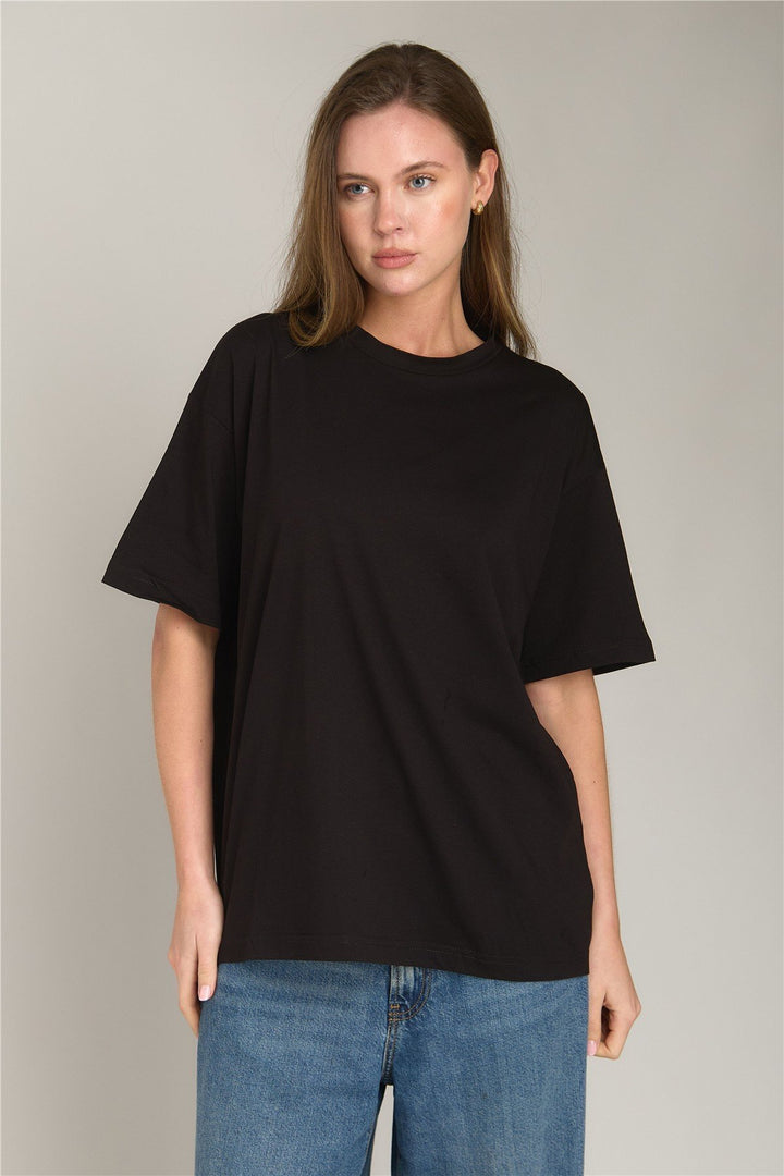 Lovely Things INA Basic Oversize T-shirt Vêtements supérieurs Haut de pyjama - Noir