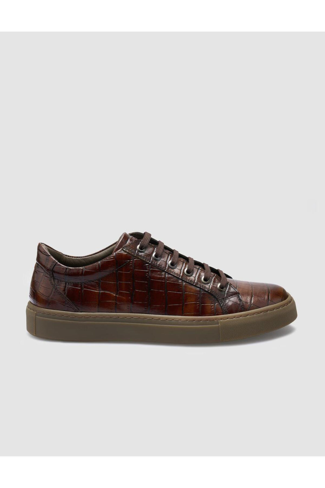 Cabani Shoes Chaussures de sport pour hommes en cuir véritable 100% crocodile marron - Marron