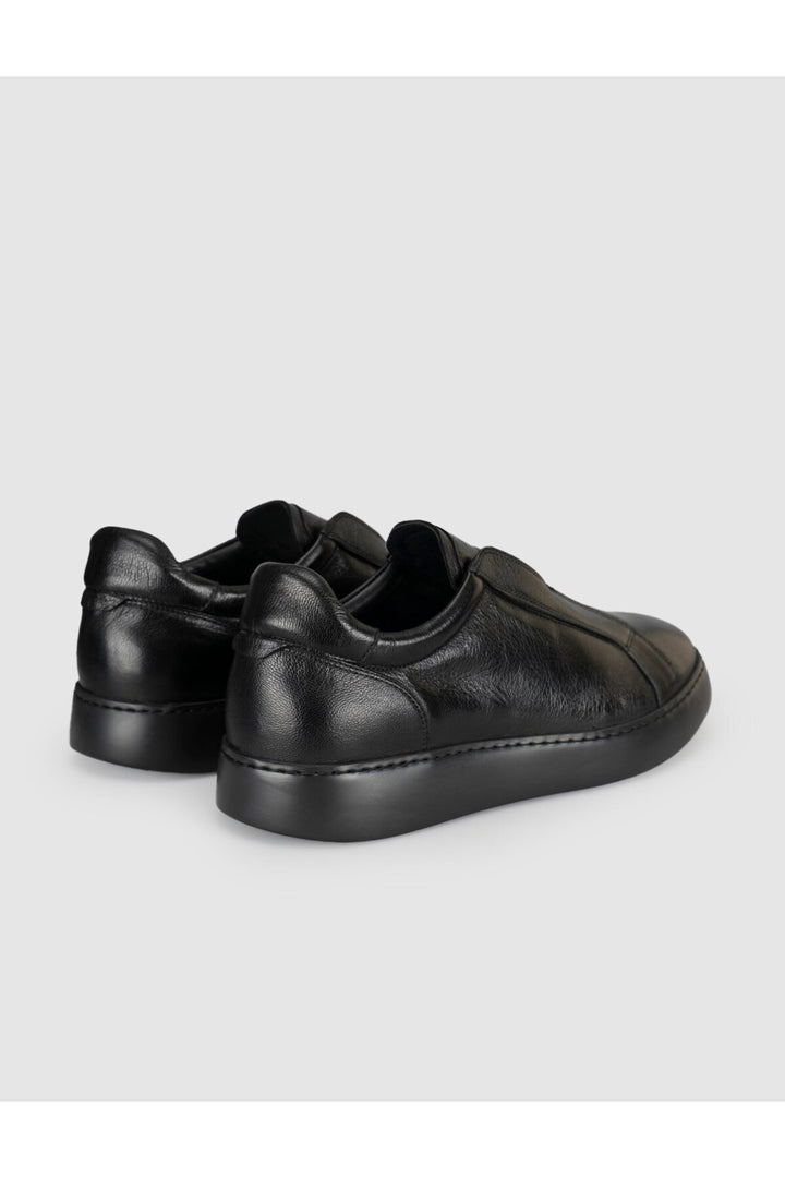Cabani Shoes Baskets pour hommes en cuir véritable noir sans lacets - Multicolore