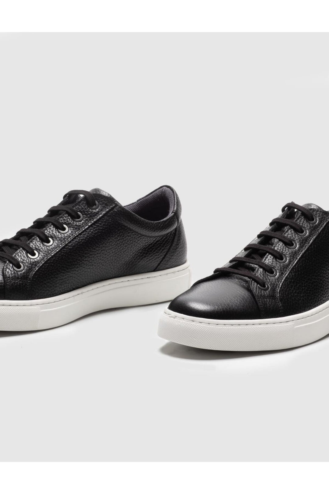 Cabani Shoes Chaussures de sport pour hommes en cuir véritable noires à lacets - Noir