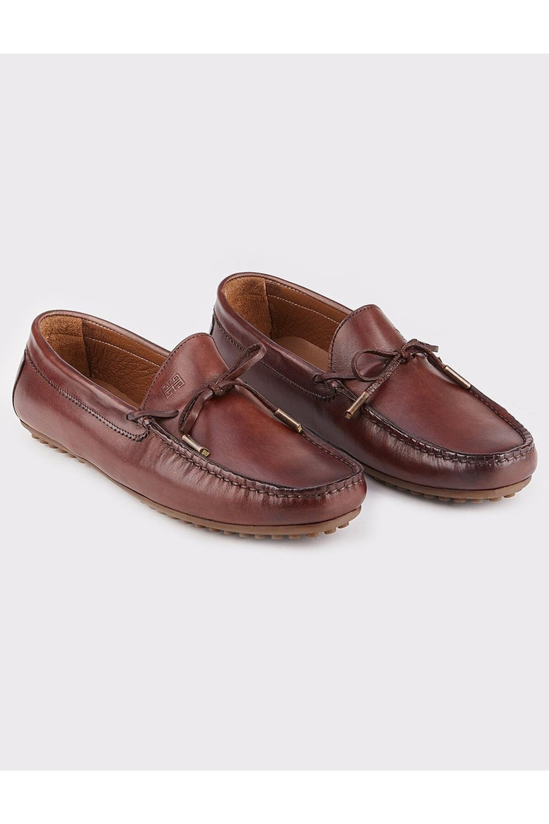 Cabani Shoes Chaussures pour hommes en cuir véritable avec nœud en chocolat - Marron