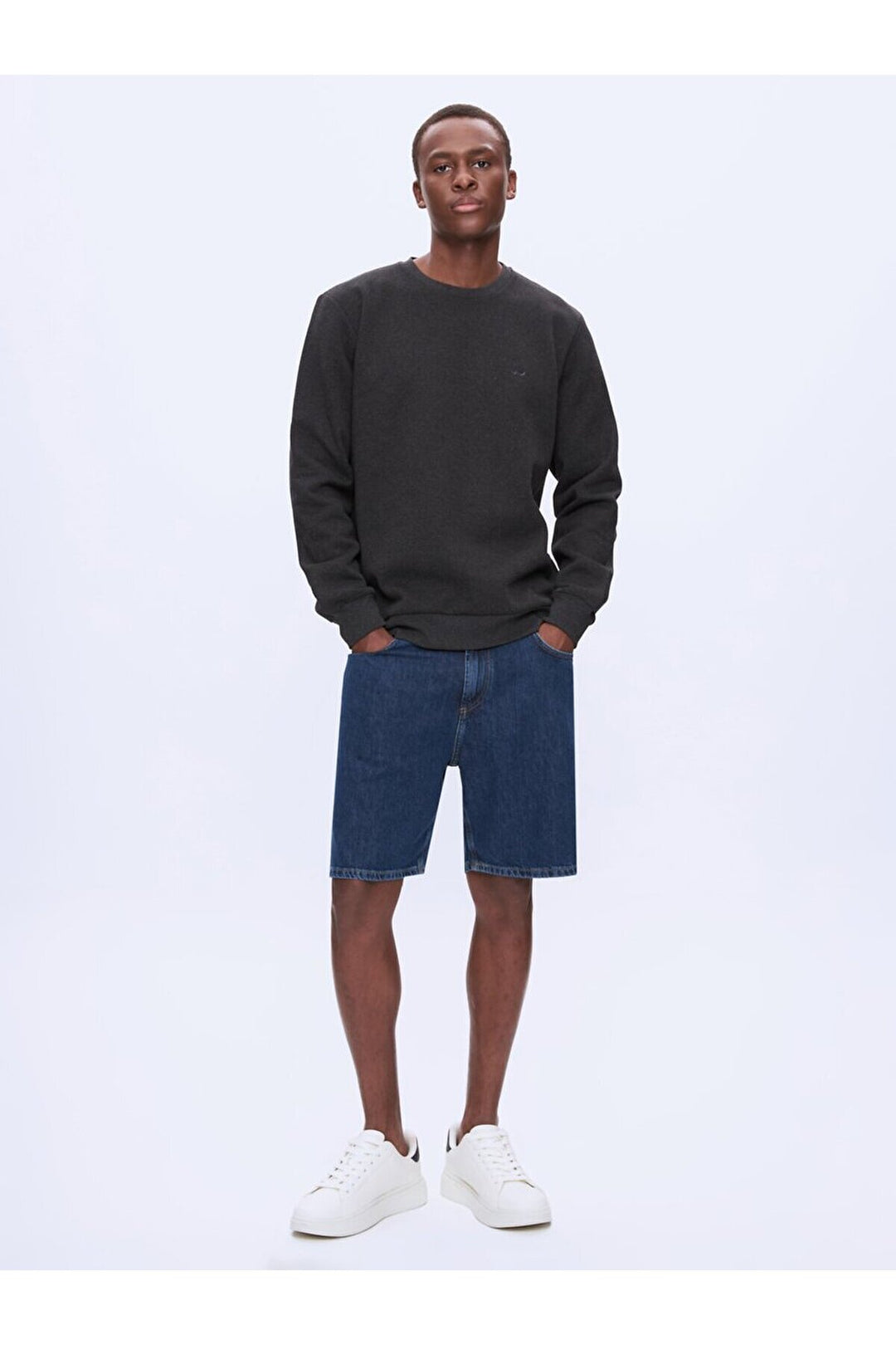 LTB Sweat-shirt anthracite à manches longues avec encolure en O