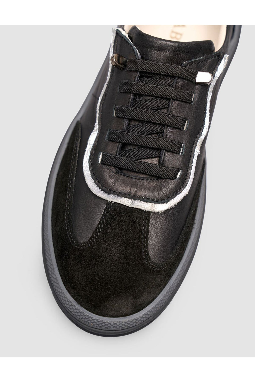 Cabani Shoes Baskets femme en cuir de veau véritable avec détails en suède noir - Multicolore