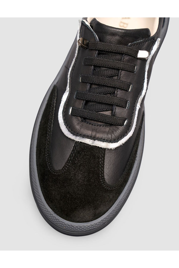 Cabani Shoes Baskets femme en cuir de veau véritable avec détails en suède noir - Multicolore