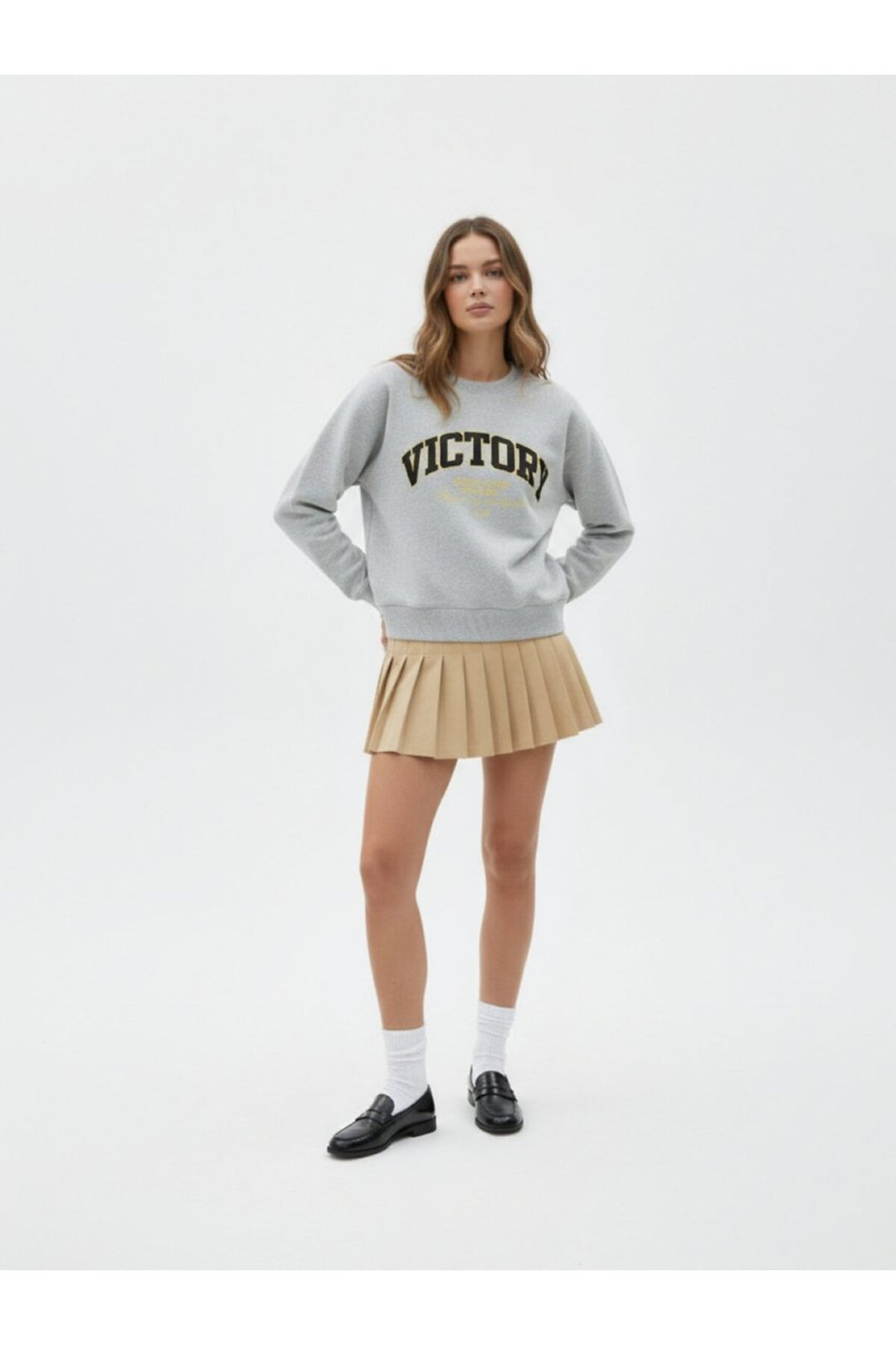 LTB Sweatshirt Gris Relaxed Imprimé Slogan Diagonal - Multicolore