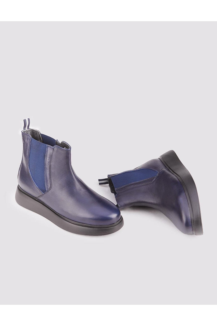 Cabani Shoes Bottines pour hommes en cuir véritable avec semelle légère en bleu marine. - Bleu marine