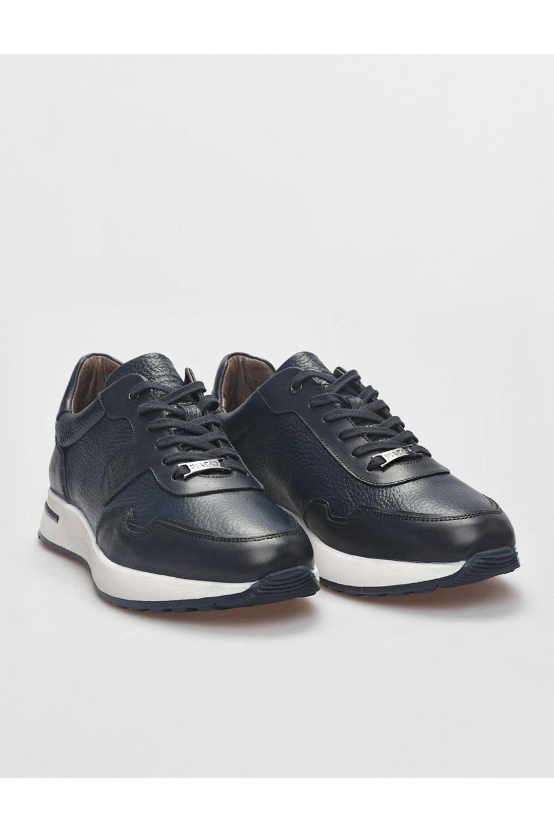 Cabani Shoes Chaussures de sport pour hommes en cuir véritable bleu marine à lacets - Bleu marine