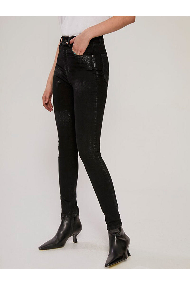 LTB Jean pantalon taille haute à jambes larges Marcella - Noir_