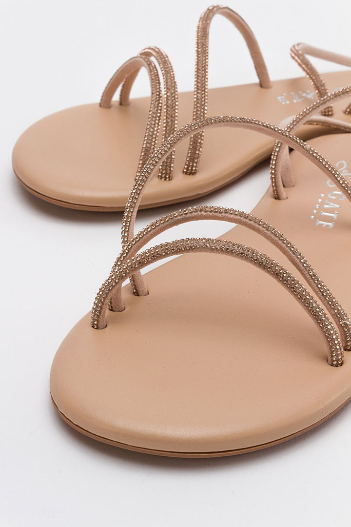 Wavelys Breta Sandales à Talon Bas en Cristal Brillant pour Femmes Gate Shoes-rose - Rose