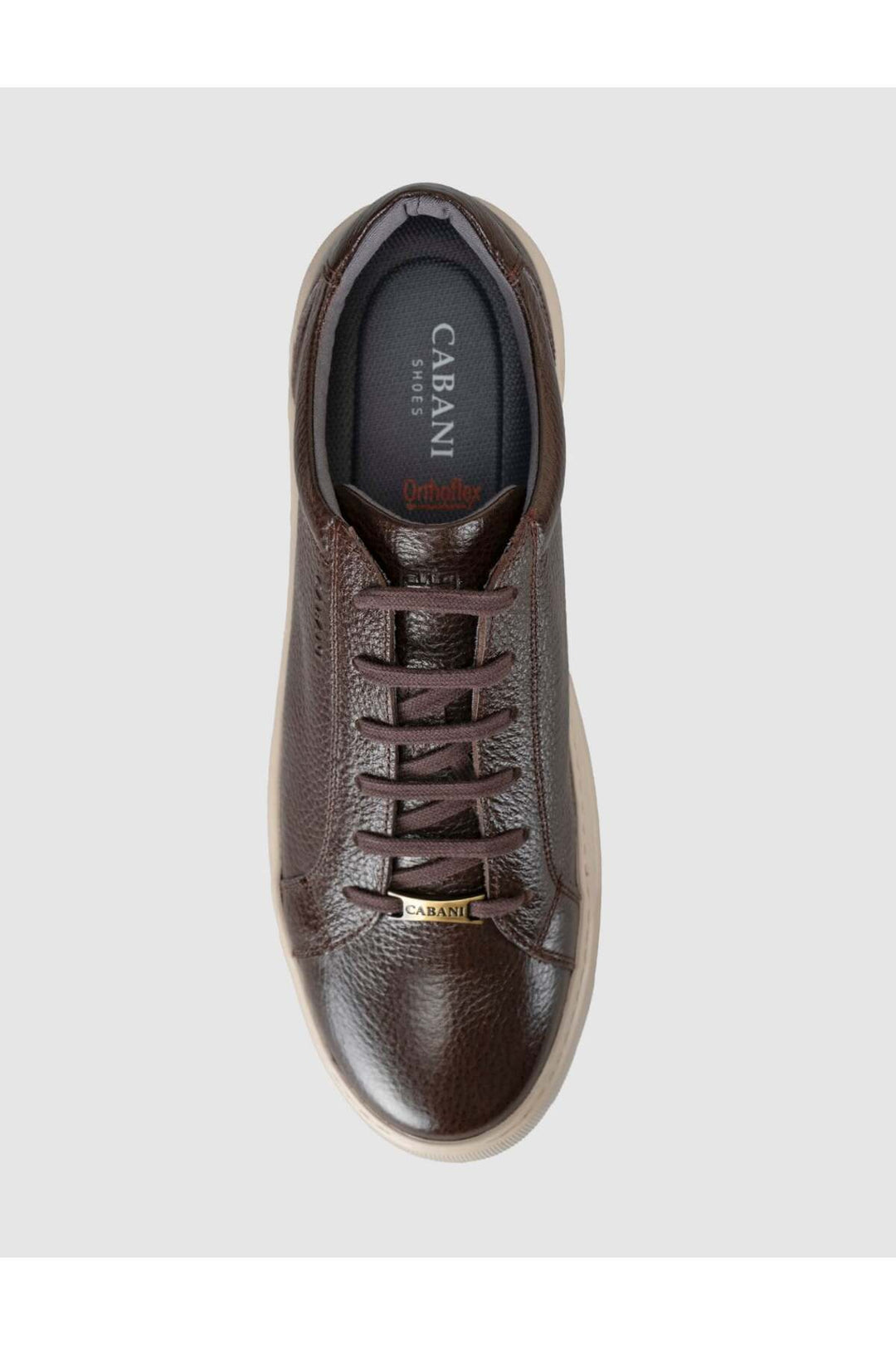 Cabani Shoes Baskets décontractées pour hommes en cuir véritable marron - Marron