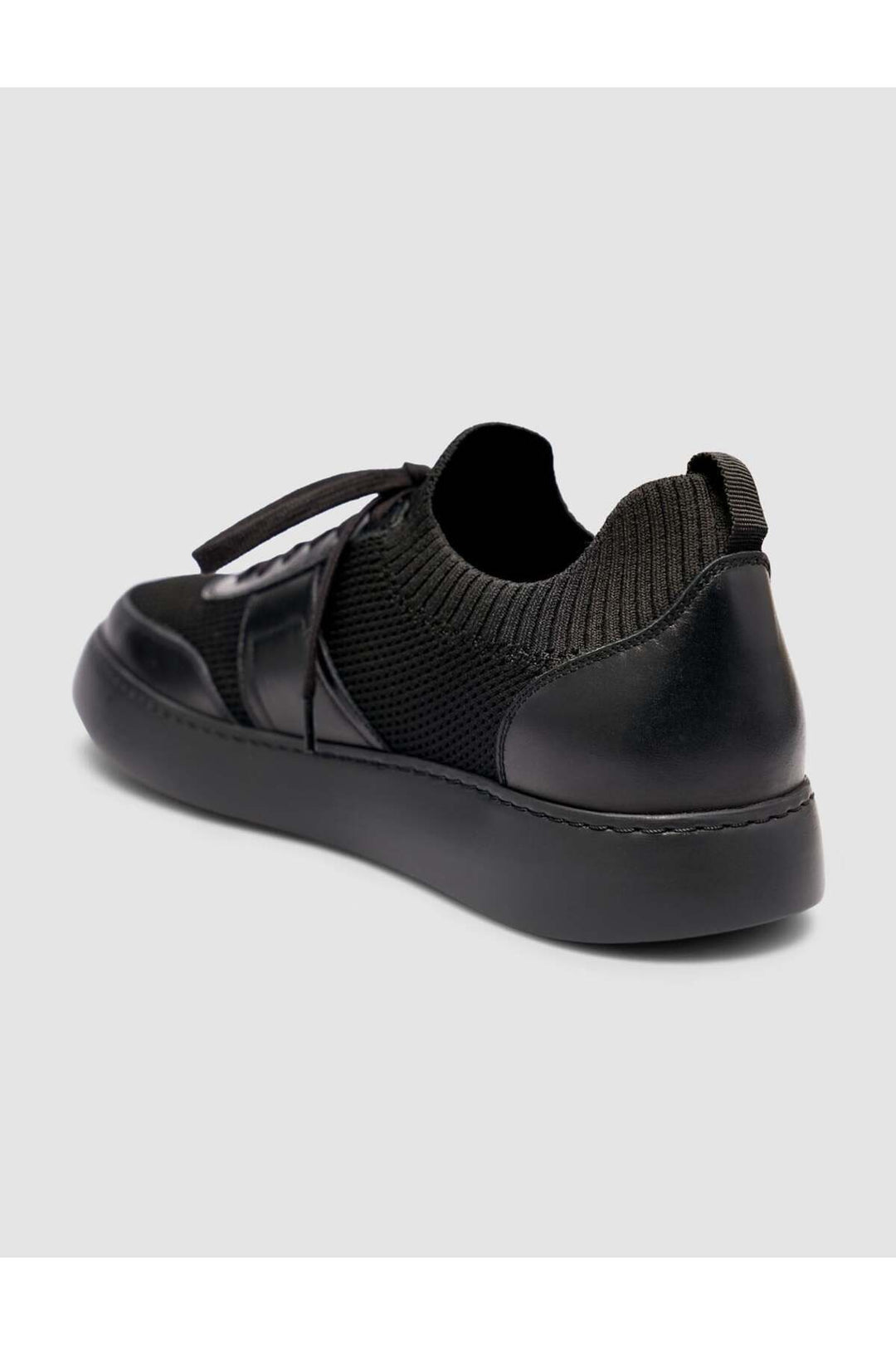 Cabani Shoes Chaussures de sport noires pour hommes avec détails en tricot. - Noir