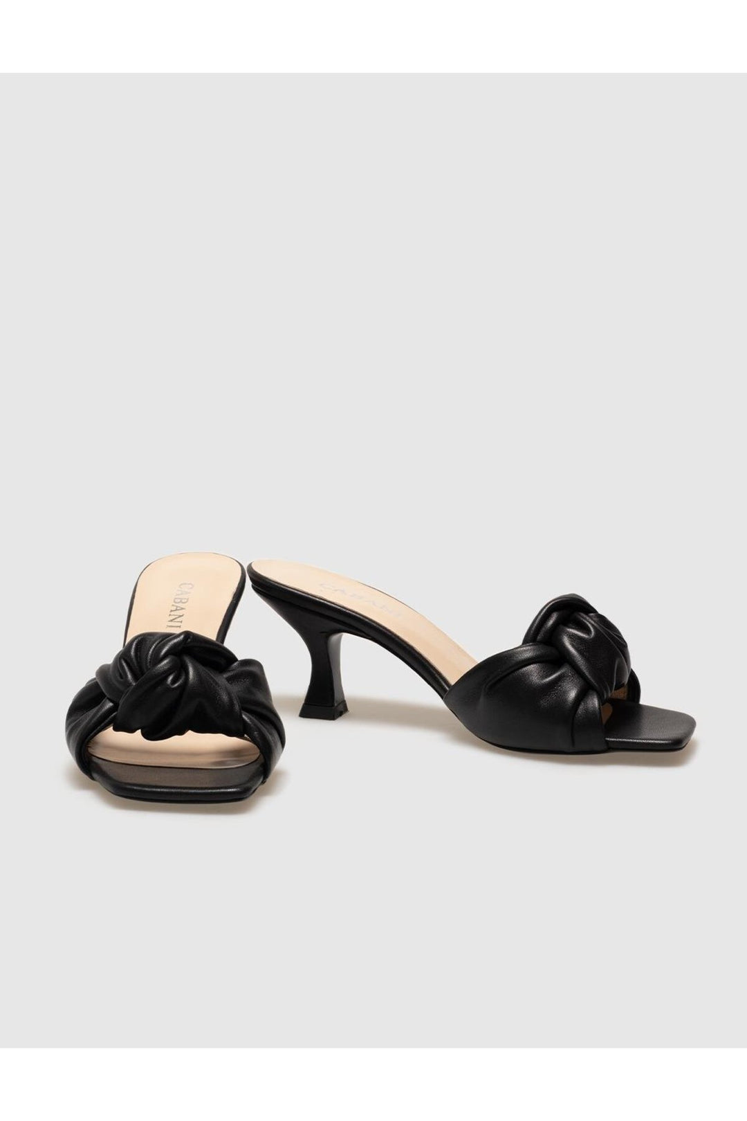 Cabani Shoes Sandales à talons fins en cuir véritable noires pour femmes - Multicolore