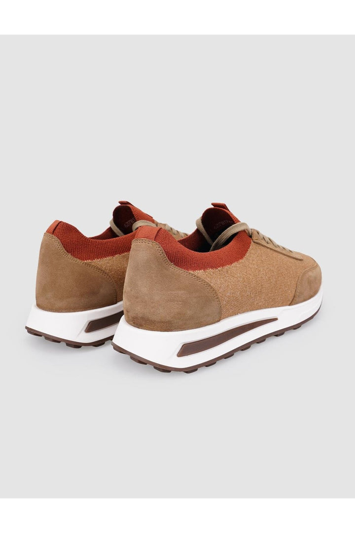 Cabani Shoes Chaussures de sport pour hommes en tricot marron avec lacets - Multicolore