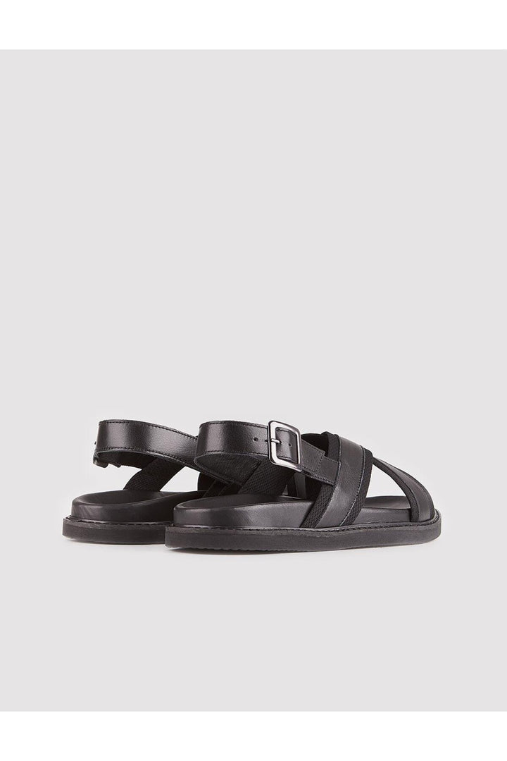 Cabani Shoes Sandales en cuir véritable pour homme avec ceinture à la cheville, noires. - Multicolore