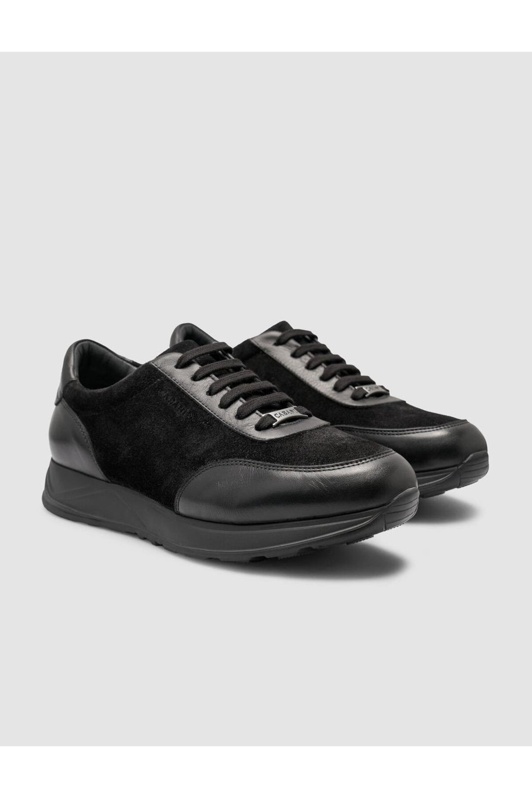 Cabani Shoes Chaussures de sport pour hommes en cuir véritable noir avec détails en daim à 100% - Noir