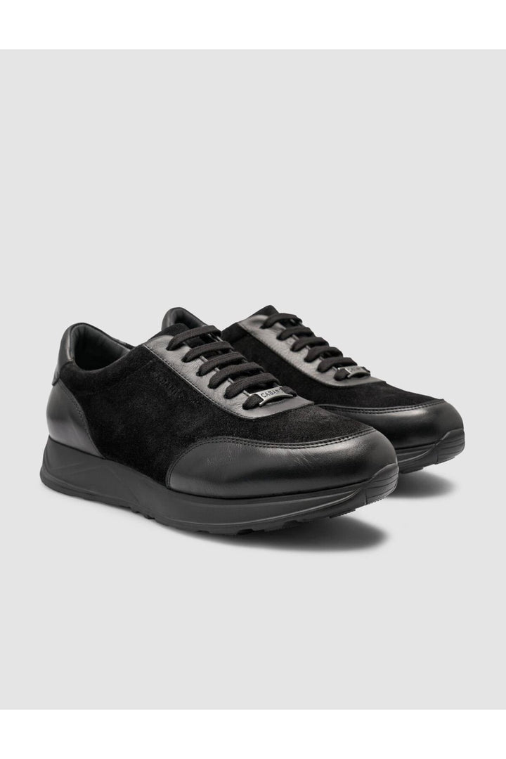 Cabani Shoes Chaussures de sport pour hommes en cuir véritable noir avec détails en daim à 100% - Noir