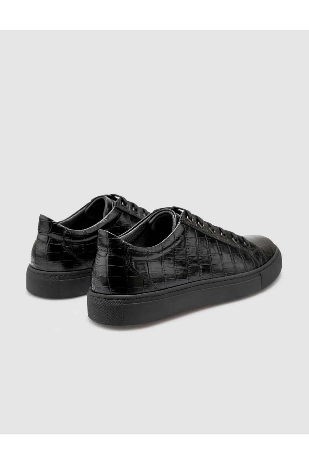 Cabani Shoes %100 Cuir véritable Noir Croco Chaussures de sport pour hommes - Noir