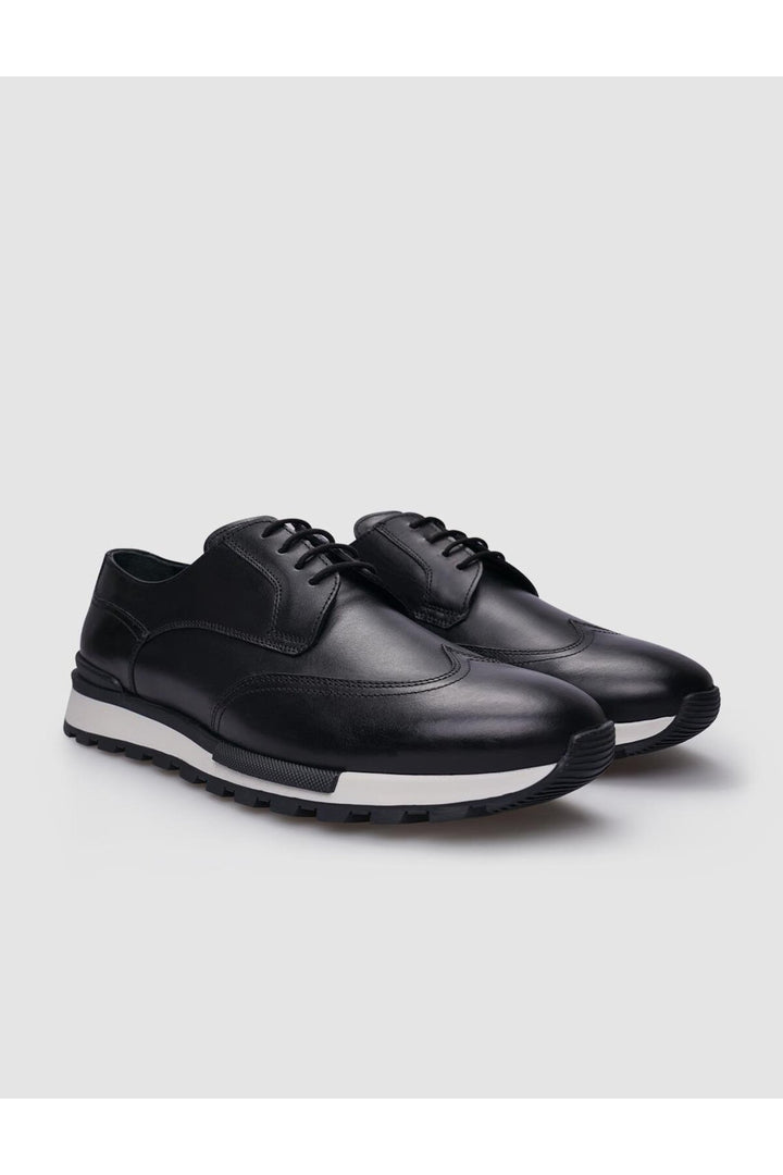 Cabani Shoes Chaussures de ville pour hommes en cuir véritable noir à lacets 100% - Multicolore