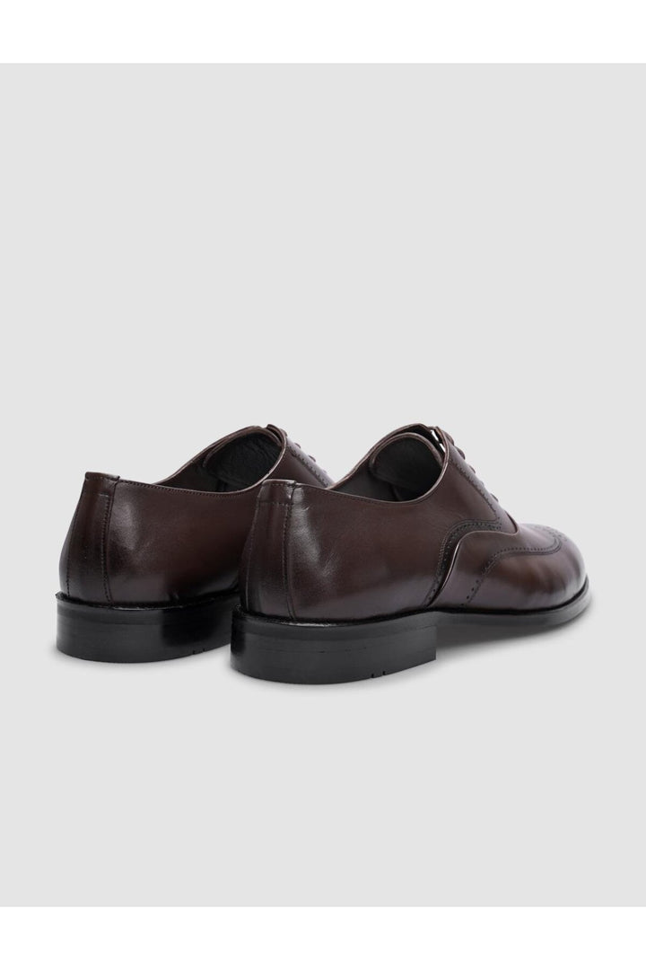 Cabani Shoes Chaussures classiques pour hommes en cuir véritable marron à lacets - Marron