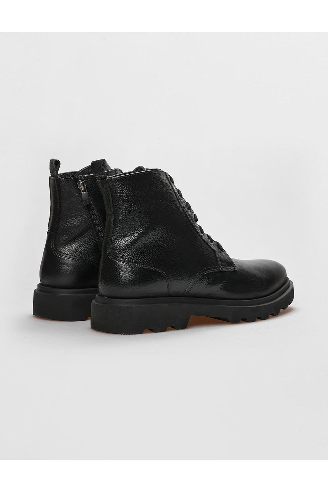 Cabani Shoes Bottines pour hommes en cuir véritable noires à lacets et fermeture éclair - Noir