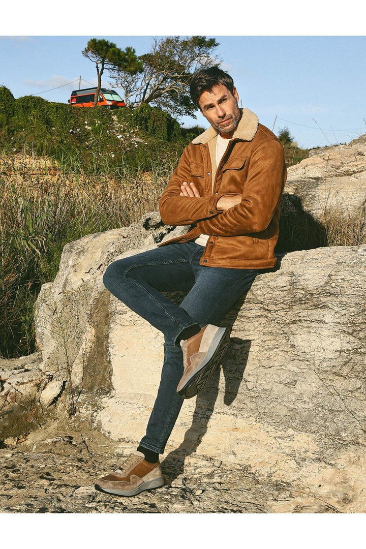 Cabani Shoes Chaussures de sport pour hommes en cuir véritable marron à lacets - Marron