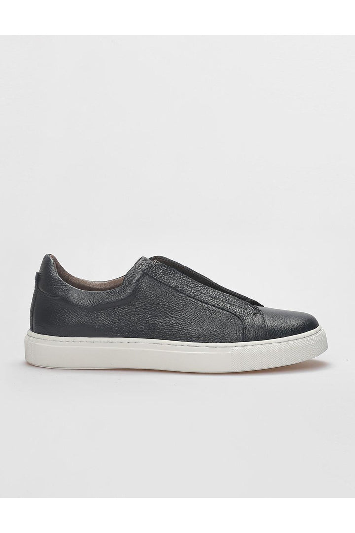 Cabani Shoes Chaussures de sport pour hommes en cuir véritable bleu marine à lacets. - Bleu marine