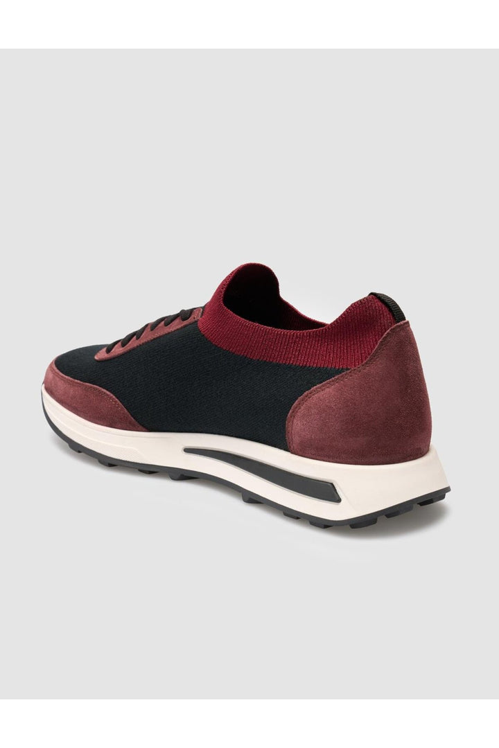 Cabani Shoes Chaussures de sport pour hommes en tricot bordeaux à lacets - Bordeaux