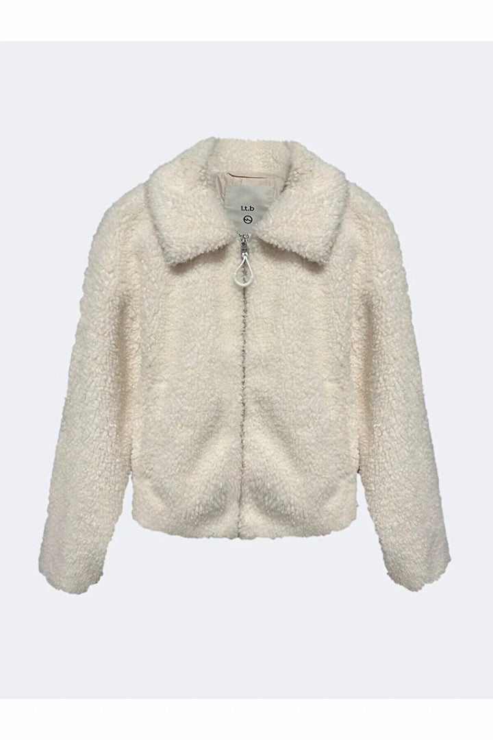 LTB Veste blanche en peluche douce à manches longues - Blanc_14142