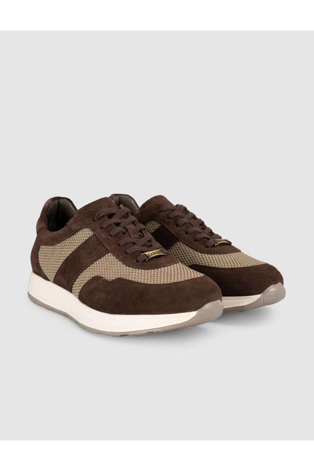 Cabani Shoes Baskets décontractées pour hommes en cuir véritable marron - Marron