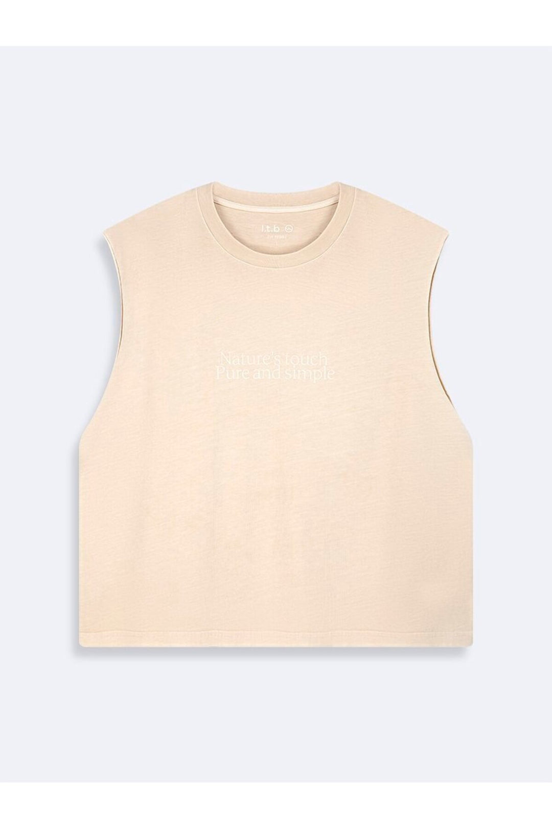 LTB Singlet beige à manches zéro imprimé texte minimal
