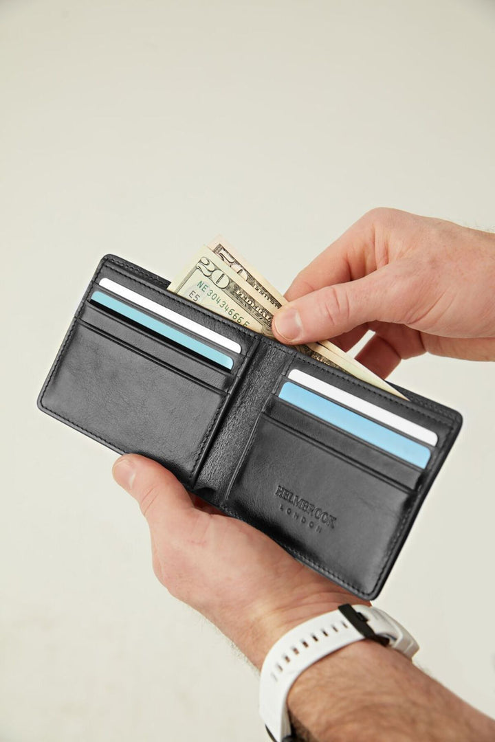 helmbrook Portefeuille en cuir véritable pour homme Slim Design Multi-Bay RFID Protected Eldridge Black