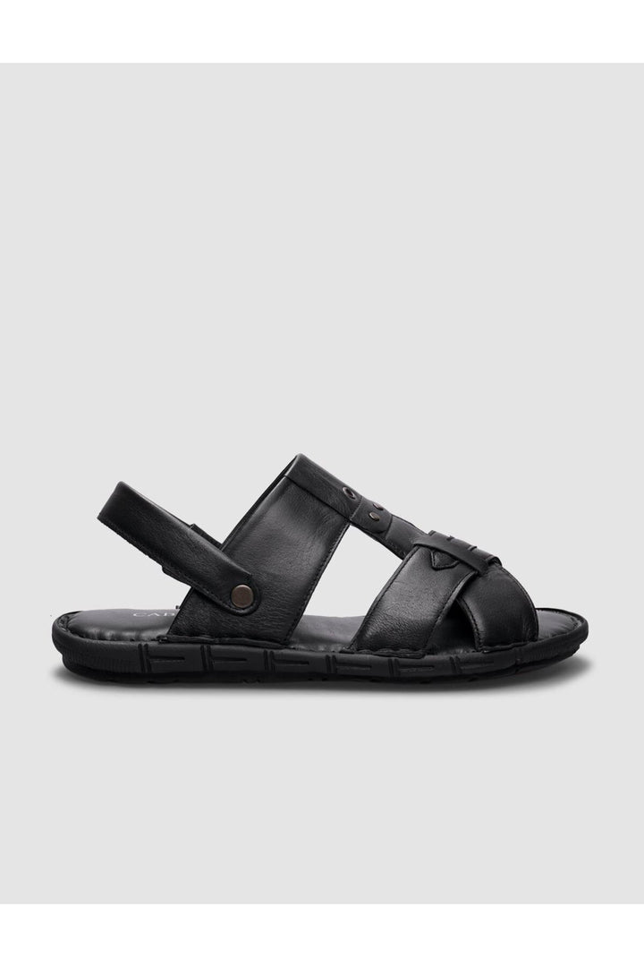 Cabani Shoes Sandales quotidiennes pour hommes en cuir véritable noir 100% - Multicolore